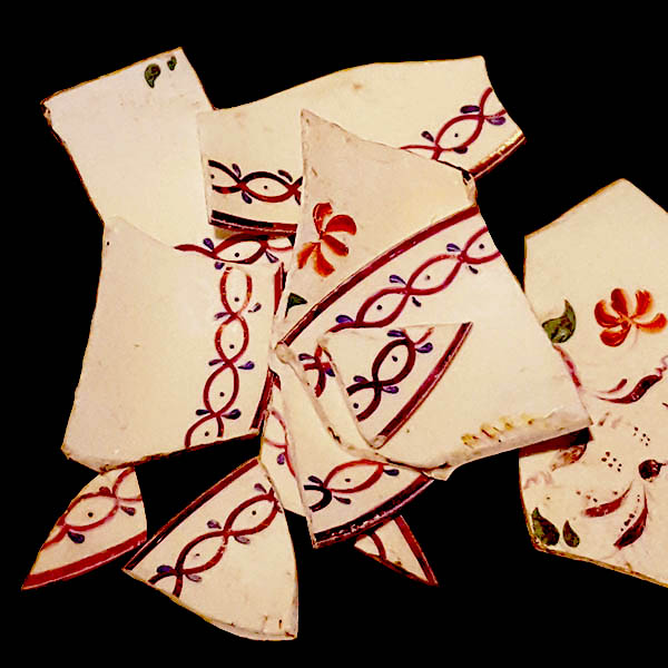 Broken ceramic displayed in museum